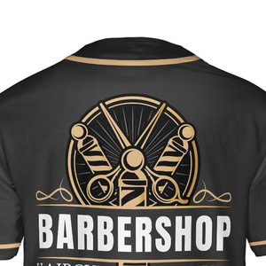 Nouvelle arrivée : T-shirt de travail pour barbier en polyester respirant et écologique, personnalisable avec logo par sublimation, lavable - Product Image 3