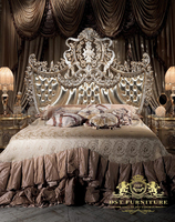 Lit de maître de style Maharaja, sculpté à la main, lit queen moderne en teck, taille personnalisée, finition en bois de teck, disponible en ligne