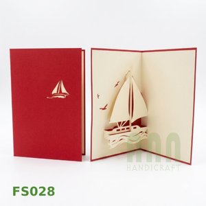 Cartes de vœux 3D pop-up personnalisées de haute qualité, style bateau, à deux cartes, découpées, faites à la main en papier, pour Thanksgiving, remerciements, cadeau - Product Image 3