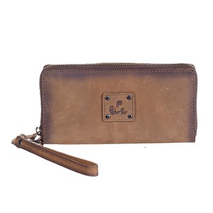 Oil Wax Crazy Horse Leather Burnish Edge Women Clutch Wristlet Purse <b>Wallet</b> Vintage Card Holder Bulk Factory Cost Direct Export - Product Image 1