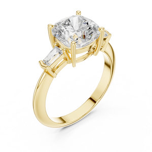 Anillo de Compromiso Clásico de Oro de 14K con Tres Piedras, Corte Cojín de 1-5 CT, Diamante Cultivado en Laboratorio con Certificado IGI, Regalos de Aniversario y Boda - Product Image 2