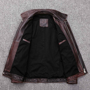Veste en cuir de vachette véritable de qualité supérieure pour homme, style vieilli et délavé, service OEM disponible - Product Image 3