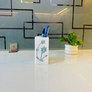 ที่ใส่ปากกาลายดอกไม้สีฟ้าคราม ทำจากหินอ่อน สำหรับจัดระเบียบโต๊ะทำงาน ใช้ในสำนักงาน งานแฮนด์เมด มีจำหน่ายราคาส่ง - Product Image 1