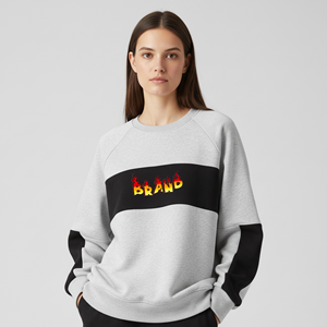 Sweat-shirt surdimensionné à col rond pour femme, logo personnalisé, 100% coton molletonné, streetwear, hip hop, à bas prix, OEM - Product Image 1