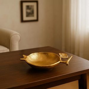 Frutero Decorativo de Aluminio Brillante con Forma de Granada Dorada, Tazón en Relieve para Decoración del Hogar, Estilo Art Deco, Adorno Decorativo para Mesa de Boda - Product Image 3