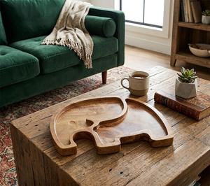 Unique Elephant Shape Acacia Wood <b>Centrepiece</b> Dishe & Plat Decorative Home Accent Tray for <b>Dining</b> <b>Table</b> Coffee <b>Table</b> Decoration - Product Image 4