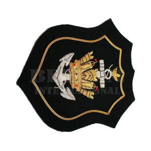 Écusson de cérémonie brodé main personnalisé, motif ancre, à coudre, en fil doré et argenté, pour vêtement - Product Image 3