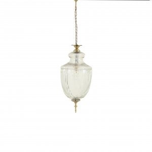 Lámpara Colgante Redonda de Cristal con Acabado en Latón y Globo Acanalado para Decoración del Hogar - Product Image 4
