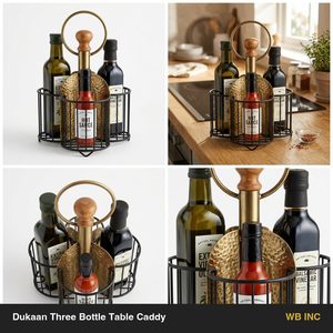 Handmade Iron Wire <b>Basket</b> 16 cm Black Antique Brass Three Compartments for <b>Table</b> Caddy Home Decor Hotel Storage Dukaan Tray - Product Image 6