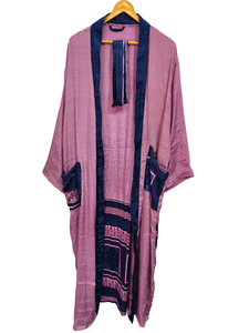 Robe en soie longue jusqu'aux chevilles, robe multicolores, robe de nuit, robe indienne vintage en soie recyclée, kimono en sari - Product Image 4