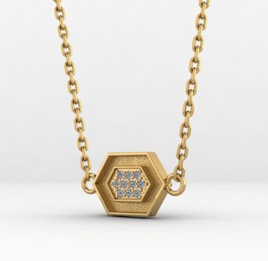 Colgante de Plata 925 de Alta Calidad con Diseño de Panal Hexagonal, Engaste Central de Circonita Cúbica, Relleno de Resina para Cenizas, Joyería de 10x14mm - Product Image 1