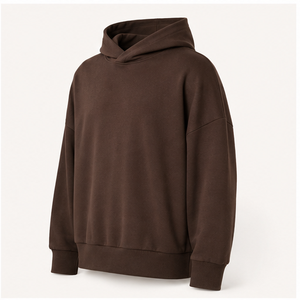 Sudadera con Capucha Extra Grande para Hombre, Color Marrón Chocolate, Personalizable, Sin Cordón, Frente Liso, Felpa Suave de Algodón Modal, MHOOD-0010 - Product Image 3