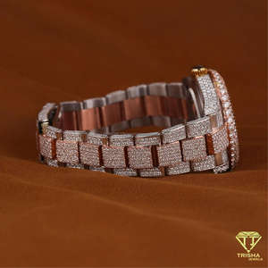 Reloj de Hombre de Diseño de Alta Calidad en Dos Tonos con Diamantes Cultivados en Laboratorio VVS en Plata de Ley 925 - Product Image 3