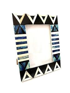 SOFIYA CRAFT - Marco de Fotos Rectangular Vertical con Incrustaciones de Hueso Hecho a Mano, Diseño Moderno con Rayas Azules, Decoración para el Hogar - Product Image 3