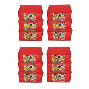 Protectores de Ropa JaipurCrafts, Juego de 12 Fundas para Sarees de Tela No Tejida, Color Rojo, 45 x 35 x 22 cm - Product Image 2
