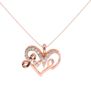Ajretail - Colgante de Corazón con Diamantes de 0.24 Quilates en Oro de 14K, Diseño con Letras de Amor, Elegante, Claridad VS-SI, Diamantes HI - Product Image 2