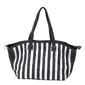 Sac à main en cuir de luxe pour femmes LKU-0723 décontracté rayure pli couture grand fourre-tout rayé épissé épaule deux surdimensionné grand personnalisé - Product Image 4