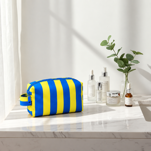Striped Large Reusable Canvas Cosmetic <b>Bag</b> Zipper Makeup Pouch for <b>Organizer</b> Portable <b>Travel</b> Case for Women - Product Image 3