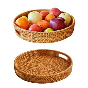 ถาดหวายทรงกลมรักษ์โลกสำหรับเสิร์ฟชา จัดแสดงผลไม้ และตกแต่ง - Product Image 1