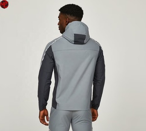 Ensemble de survêtement coupe-vent pour homme avec capuche, anti-transpiration, bande réfléchissante intégrale, en nylon, pour l'automne - Product Image 6