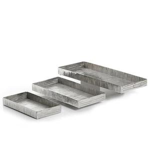 Plateau de rangement rectangulaire de luxe en métal doré antique, texture brique en relief, organisateur de bureau et de coiffeuse, vente en gros - Product Image 6