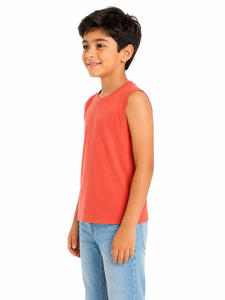 Camiseta sin mangas de algodón suave para niños, estilo coral, ligera, informal, cómoda para el día a día, cuello redondo - Product Image 2