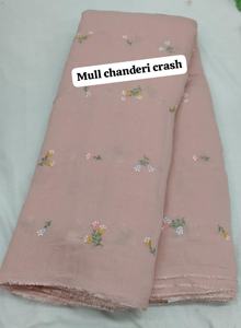 Tissu en coton Chanderi de qualité supérieure, 75 GSM, avec broderie florale multicolore, largeur 58 pouces, textile doux et respirant pour robes - Product Image 4