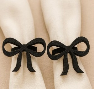 Ronds de serviette élégants avec nœud – Nœud en ruban cadeau pour la décoration de table, Noël - Product Image 2