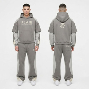 Conjunto Deportivo Gris para Hombre – Sudadera con Capucha de Doble Manga y Pantalones Deportivos Ajustados - Product Image 6