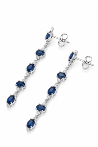 Diamond and Multi Sapphire Stud Earrings in 92.5 Sterling Silver Rhodium Plated-Wedding & Engagement Gift KLST-30935 - Product Image 5