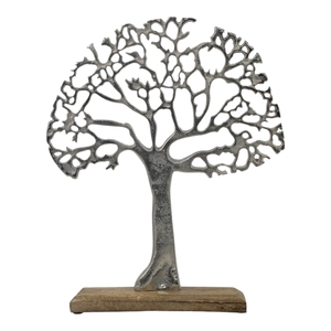 Dernier modèle de sapin métallique plaqué argent poli et avec base en bois, idéal pour offrir et décorer la maison - Product Image 1