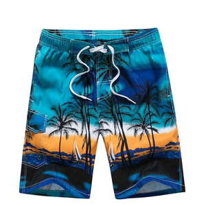 Shorts de bain pour hommes à sublimation, séchage rapide, imprimé tropical palmiers, pour l'été et la plage - Product Image 1