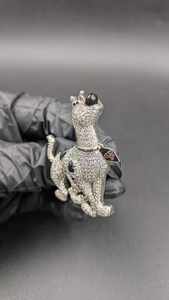 Colgante de Perro de Dibujos Animados con Incrustaciones de Moissanita Redonda, Estilo Hip Hop, para Amantes de los Animales, Ideal para Regalo o Fiesta, Plata 925, Joyería Fina, Colgantes y Dijes - Product Image 2