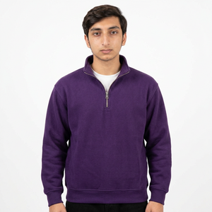 Sweat-shirt personnalisé pour homme à col montant zippé, en molleton mélangé de coton, coupe ample, style streetwear moderne et décontracté - Product Image 2