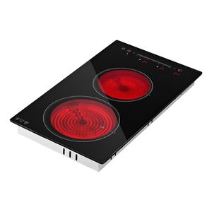 Table de cuisson en céramique 12 pouces, 2 brûleurs, cuisinière électrique portable 1800W 120V, cuisinière radiant intégrée pour comptoir - Product Image 1