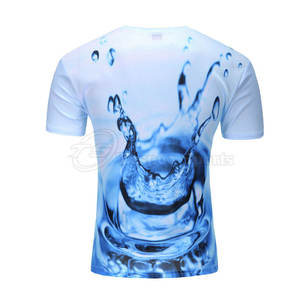 เสื้อยืดแขนสั้นผู้ชาย พิมพ์ลายสาดน้ำสีฟ้า แห้งเร็ว ทรงเข้ารูป สวมใส่สบาย คอกลม ผ้าถักโพลีเอสเตอร์ - Product Image 2