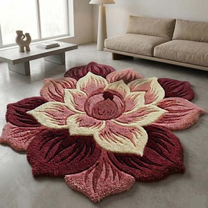 Tapis moelleux en peluche à motif floral, tapis de luxe en forme de fleur rose, tapis en laine, tapis confortable, tapis décoratif pour la maison, tapis de salon, tapis de chambre à coucher - Product Image 2