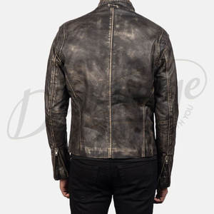Chaqueta de Cuero Genuino Marrón Vintage para Hombre, Estilo Retro Cafe Racer, Chaqueta de Motero con Acabado Antiguo - Product Image 3