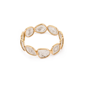 Anillo de Eternidad Completo Apilable con Diamantes Polki de Forma Irregular, Diseño Elegante y Delicado, Oro Amarillo K18, Joyería Minimalista - Product Image 6