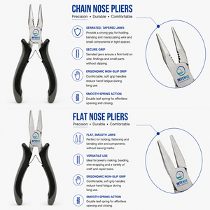 Ensemble de pinces professionnelles pour la fabrication de bijoux, en acier inoxydable, outils de précision, pinces à bec rond, pinces à bec plat, pinces à bec chaîne, coupe-fils latéral - Product Image 5