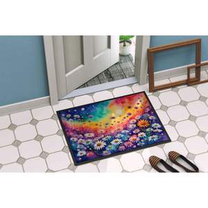 Asters en couleur Paillasson antidérapant lavable à poils bas 24H X 36W Tapis d'entrée intérieur et extérieur Tapis de porte d'entrée - Product Image 4