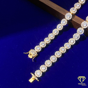Full Round Stone <b>Tennis</b> Chain Featuring Repeating Circular Links Elegant Shimmering <b>Necklace</b> For Men And Women - Product Image 3