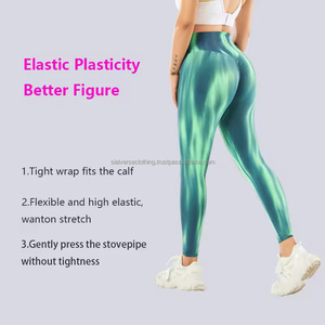 Pantalon de yoga taille haute pour femmes américaines européennes Leggings en nylon sans couture multicolore Pantalon de fitness en soie Tie Dye Vente en gros pour filles - Product Image 3