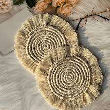 Sous-verres en macramé les plus vendus, sous-verres tissés à la main avec des bords à franges, pour le café, la maison, la cuisine, le bureau, la décoration de table - Product Image 6