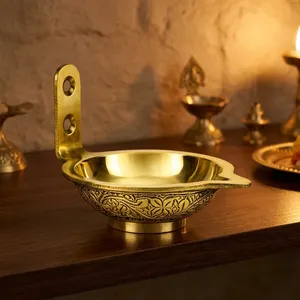 Brass Wall Mounted Diya Oil Lamp Traditional <b>Indian</b> Hanging Candle Holder Decorative Hindu Pooja <b>Home</b> <b>Decor</b> - Product Image 5