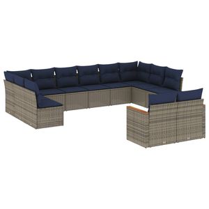 Juego de sofás de jardín de poliratán gris de 12 piezas con cojines - Product Image 2
