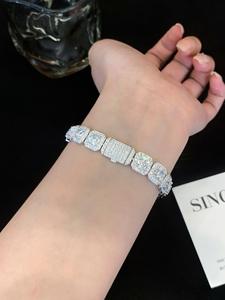 Lab Grown Diamond Tennis <b>Bracelet</b> 9K White Gold Plated Cushion Cut Filled Diamond IGI Certified Link for Wedding Party Gift - Product Image 4