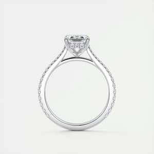 Bague de fiançailles de luxe à taille émeraude avec halo caché, diamant de laboratoire de 2,50 carats et monture cathédrale en or blanc 14 carats - Product Image 3