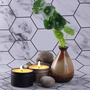 New Design 4oz 2-colored Eco-friendly Customizable Modern Art Wedding Bowl Bulk Metal Candle <b>Jars</b> Lids Matte Black PVD Gold - Product Image 6