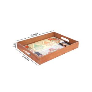 Designer Wood Serving Tray with Enamel Print Designs for Weddings Hotels Handicraft Evening Dinner Serve Economically Priced - Product Image 5